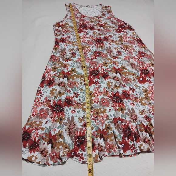 Soft Surroundings Maxi Dress White Red Gold Floral Print Viscose Size 2X - Picture 10 of 11